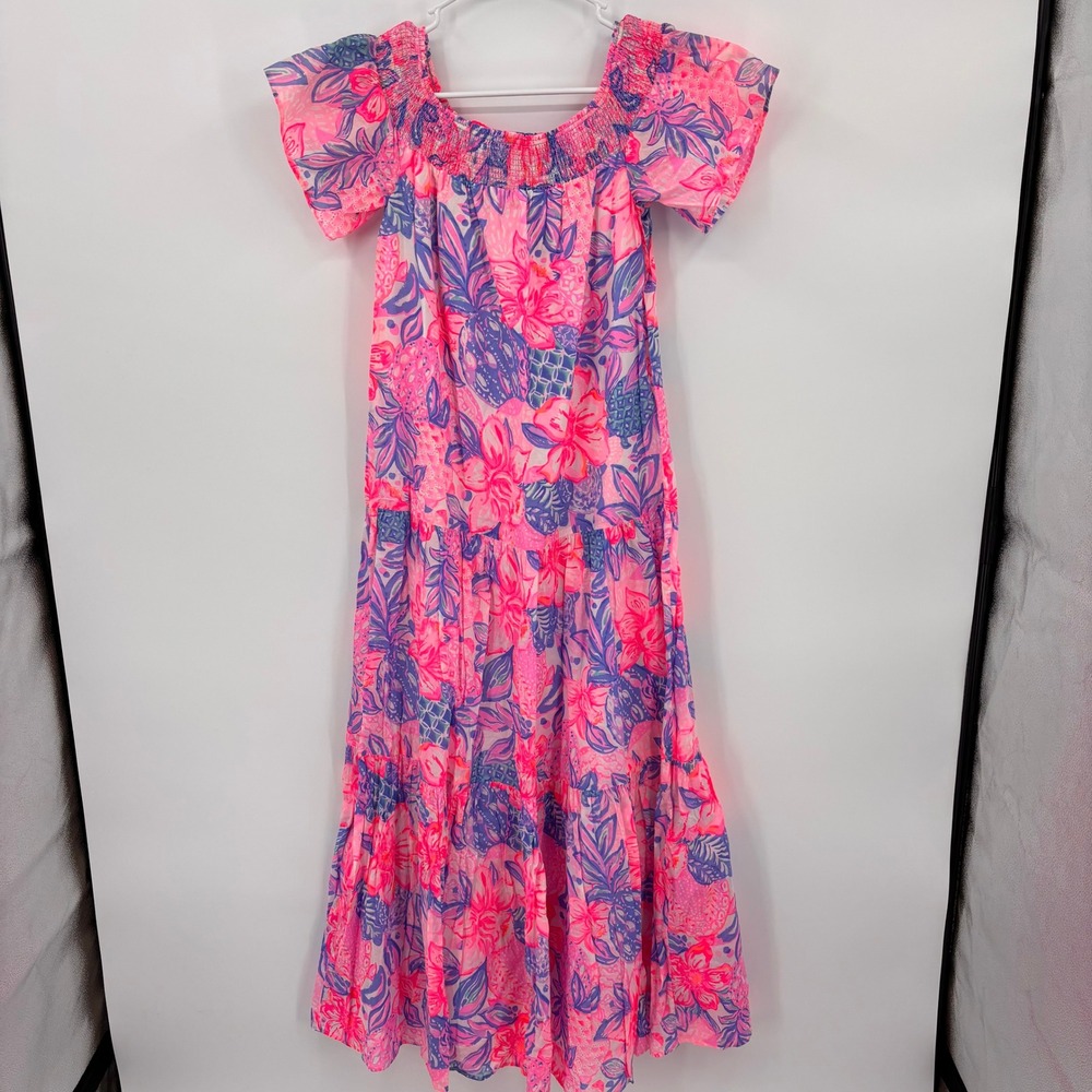 Lilly Pulitzer Dezi Off-the-Shoulder Maxi in Pink Isle Snappy Turtle Size XS